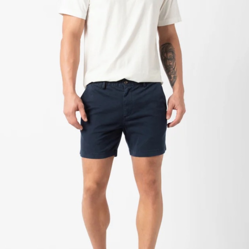 Hollister Men's Dark Blue Flat Front Shorts